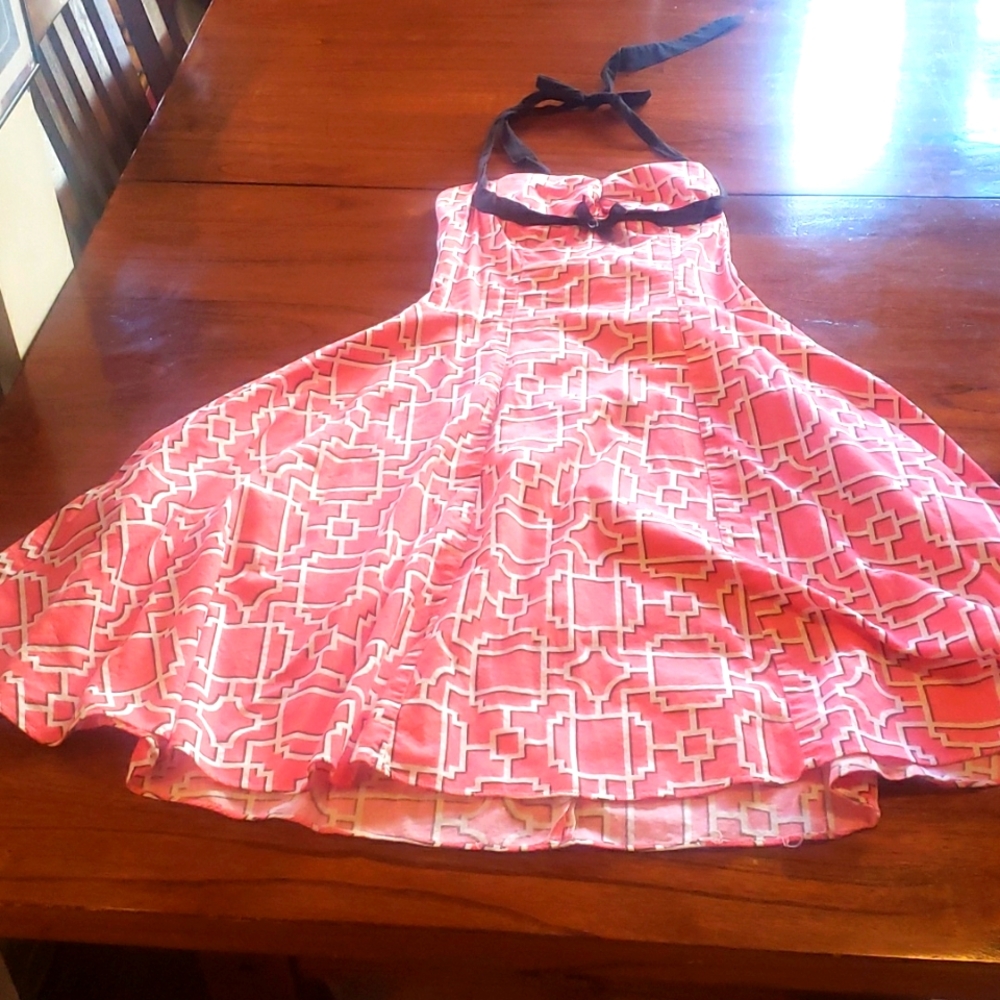 Coral patterned swing dress